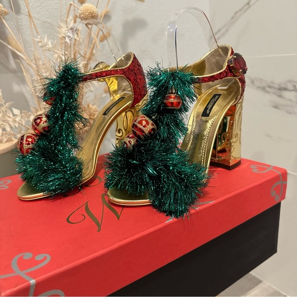 Dolce & Gabbana SZ 8/38 Christmas Holiday Sandal Heels - Picture 3 of 16